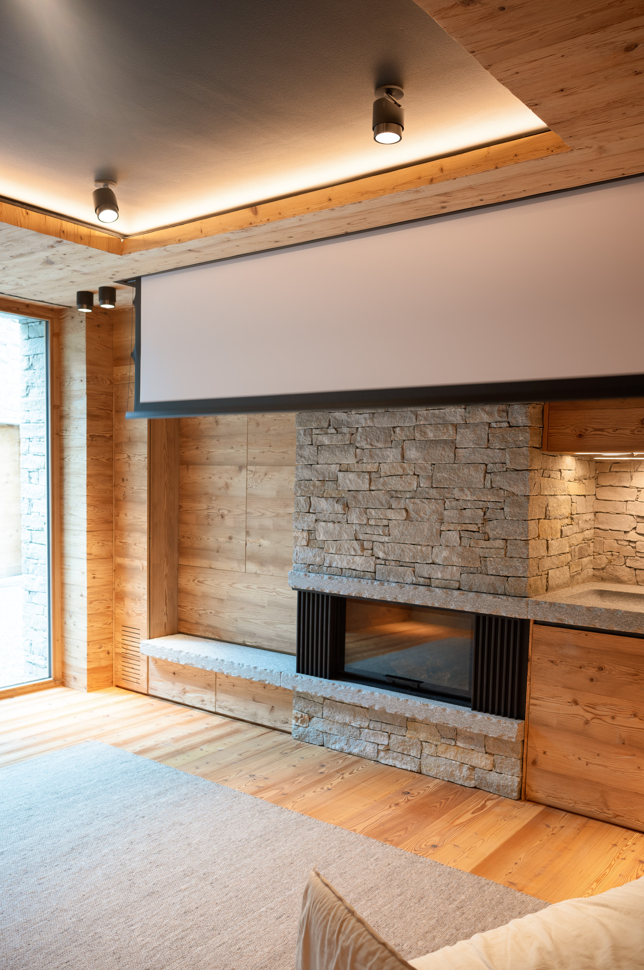 Unsichtbares Heimkino Leinwand LG Cinebeam LB Lautsprecher Plan Inside